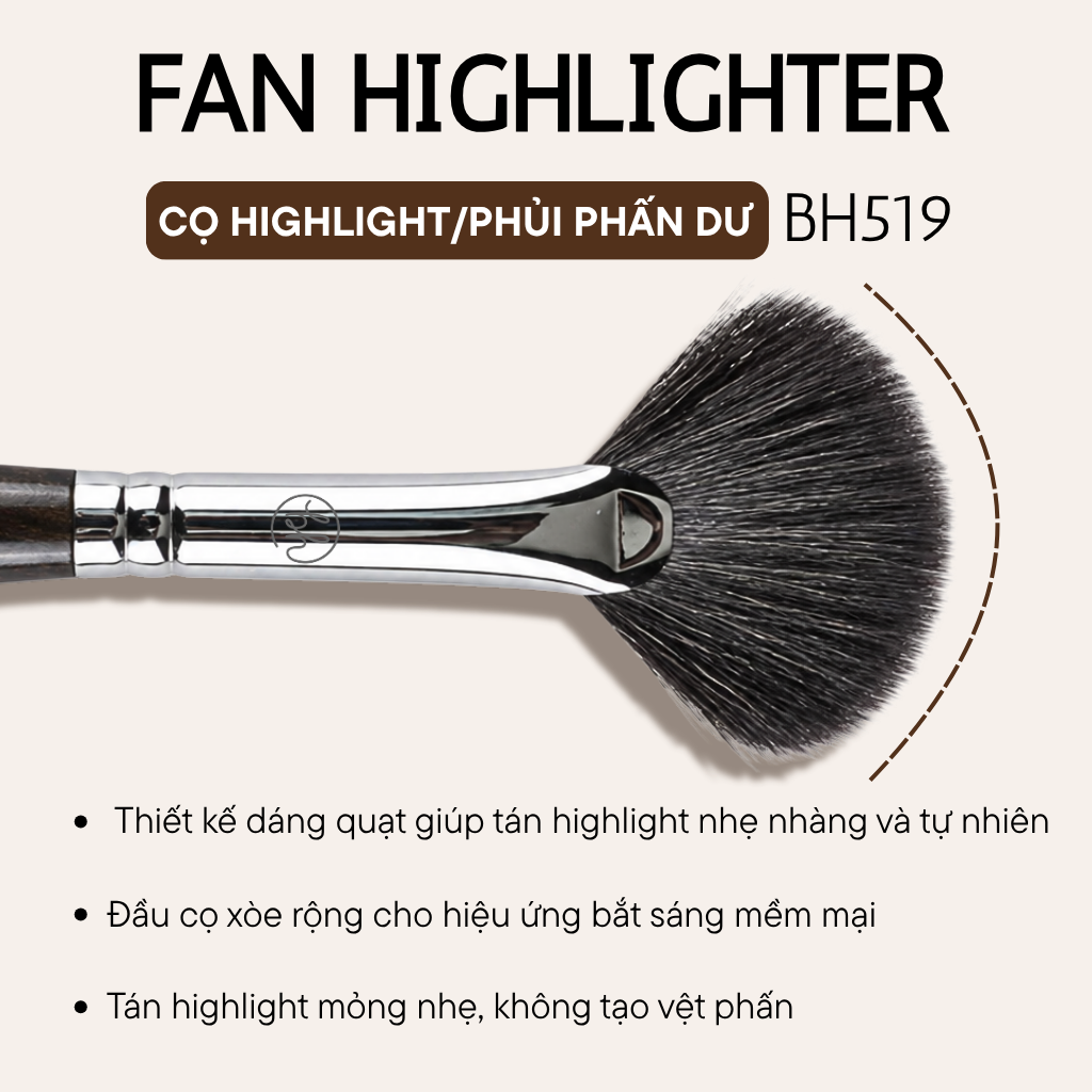 Cọ Highlight Hình Quạt BH Cosmetics Fan Highlighter Brush BH519